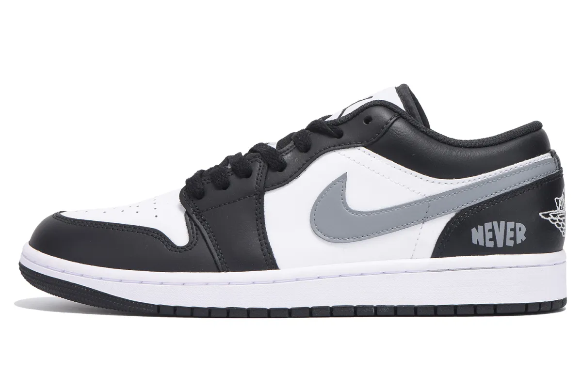 Jordan Air Jordan 1 Slip Resistant Abrasion Resistant Low top Vintage Basketball Shoes Men's Black White Gray