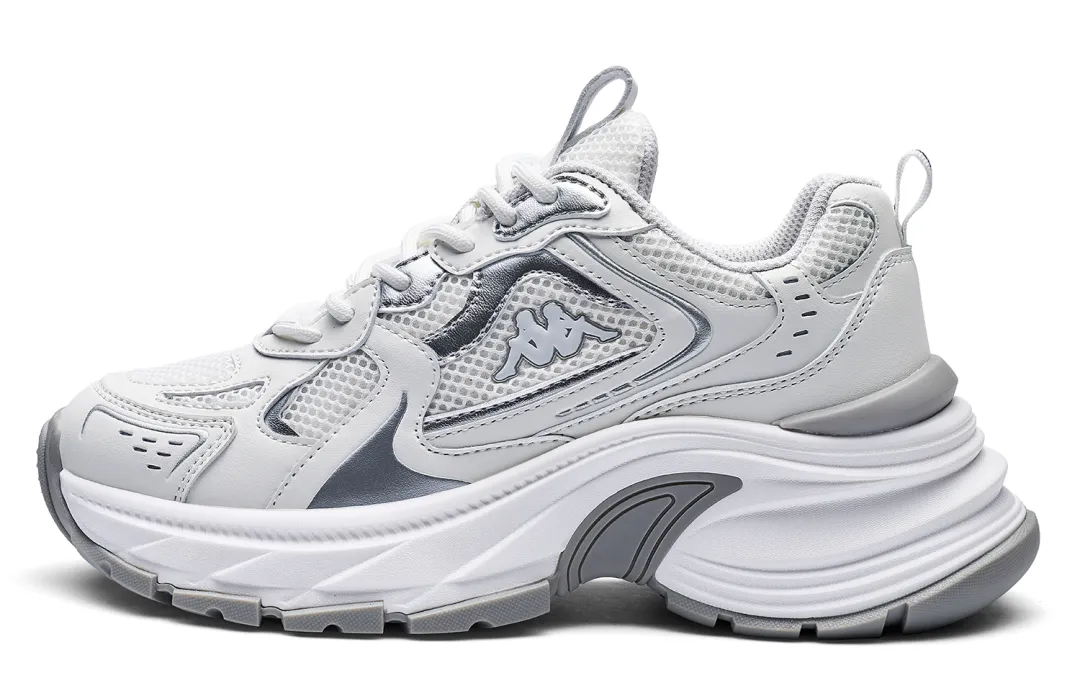 Kappa K Spice Back to Back Slip Resistant Abrasion Resistant Low top Chunky Sneakers Women's Classic White Cool Gray