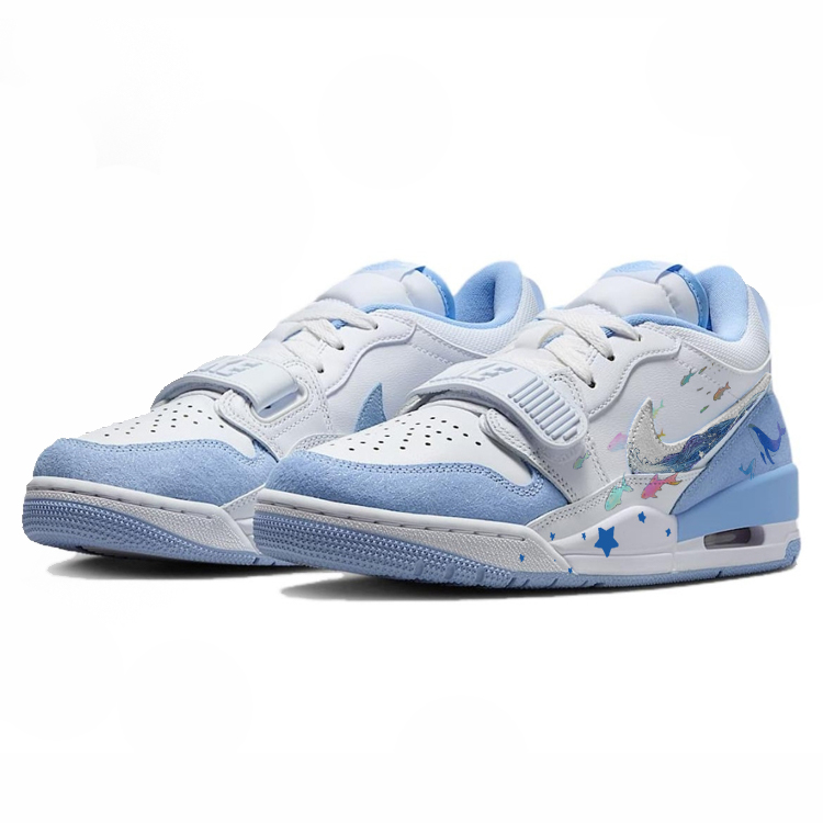 Jordan Legacy 312 Abrasion Resistant Slip Resistant Low top Vintage Basketball Shoes Women’s White Blue