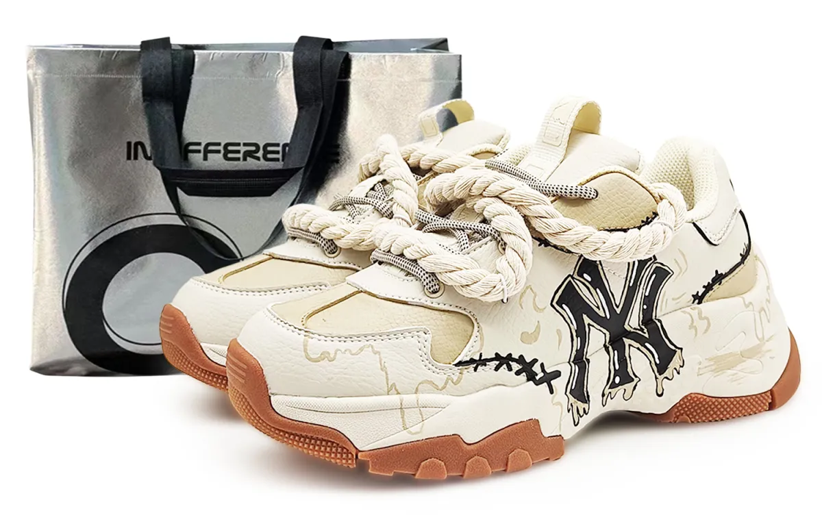MLB Slip Resistant Support Slip Resistant Support Low top Chunky Sneakers Unisex Beige Brown Black