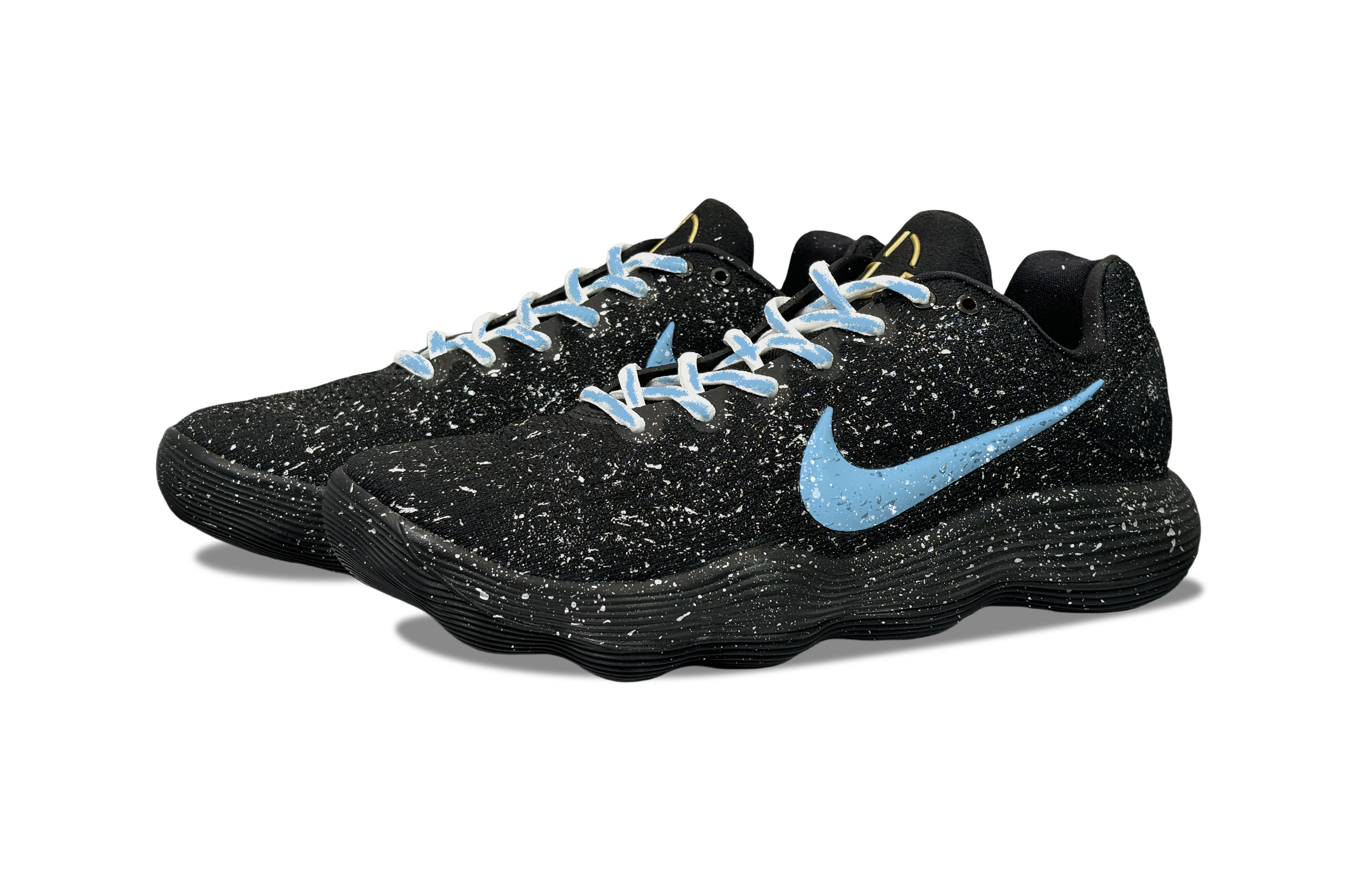 Nike Hyperdunk 2017 YDCC Crushed Star Waves Baby’s Breath Abrasion Resistant Low top Basketball Shoes Unisex Black Blue