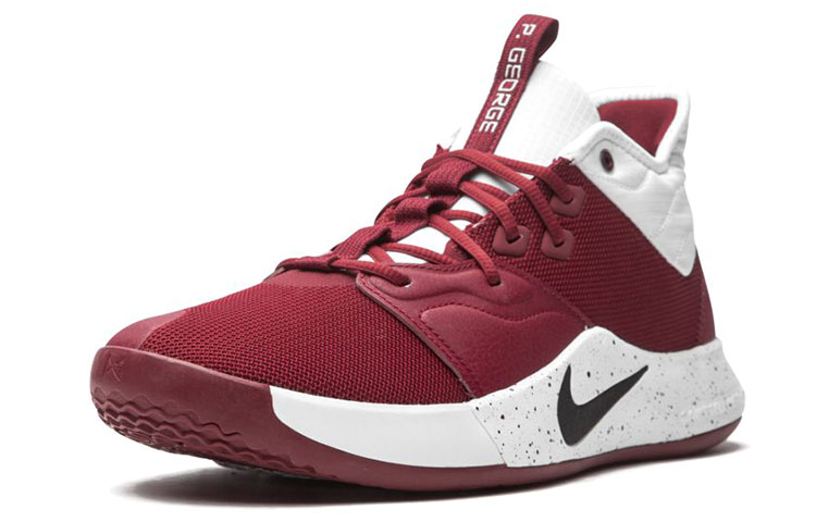 Мужские кроссовки Nike PG 3 TB (бордовые) — 白/酒红/黑 — фото 3