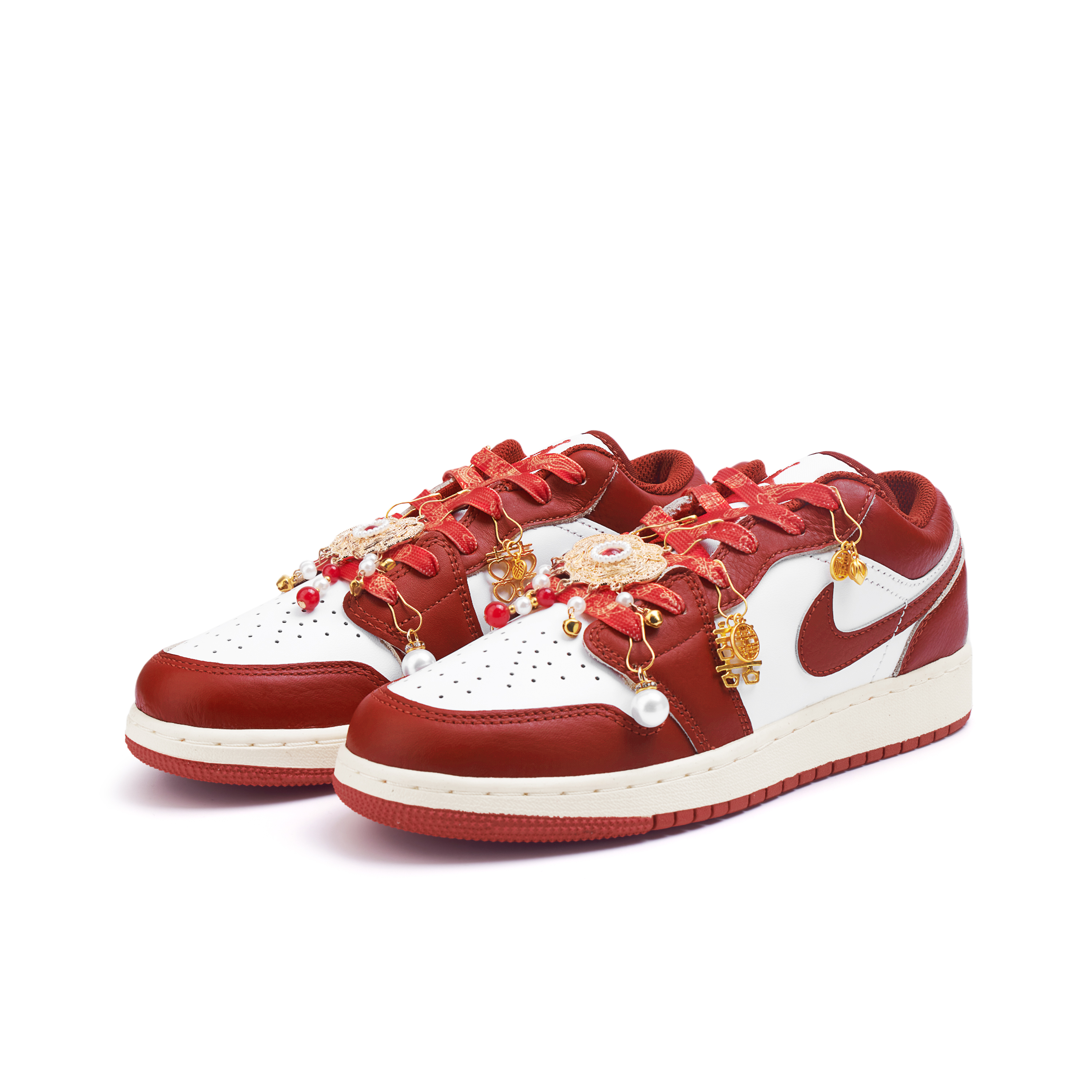 Jordan Air Jordan 1 Abrasion Resistant Slip Resistant Low top Vintage Basketball Shoes Women’s Red
