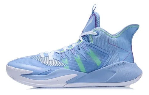 LiNing Li Ning Baofeng 2021 Comfortable and lightweight shock-absorbing, non-slip, wear-resistant, breathable and wrapped support, mid-top basketball shoes, men's blue