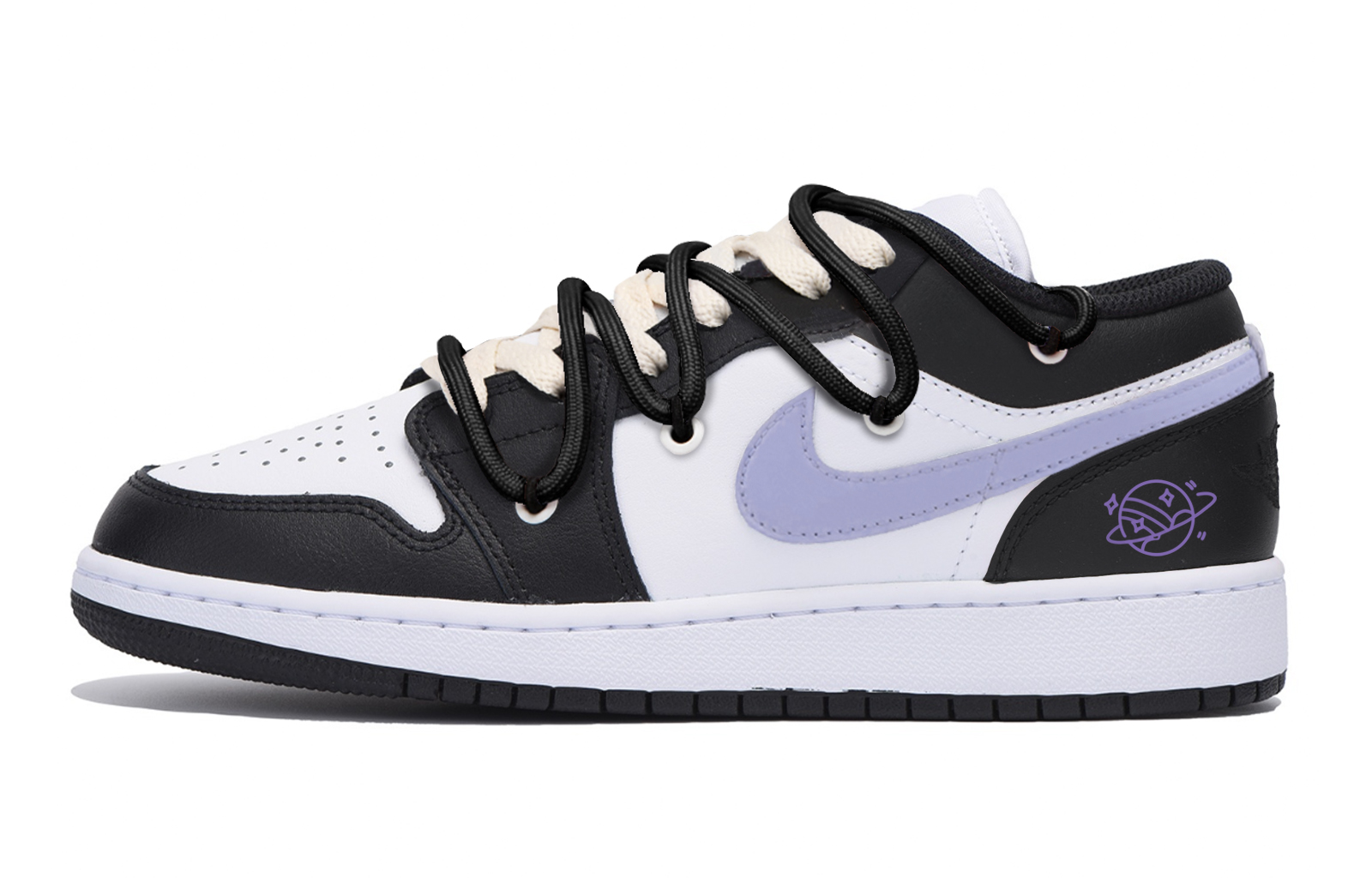 Jordan Air Jordan 1 Abrasion Resistant Slip Resistant Low top Vintage Basketball Shoes Men’s Black Purple