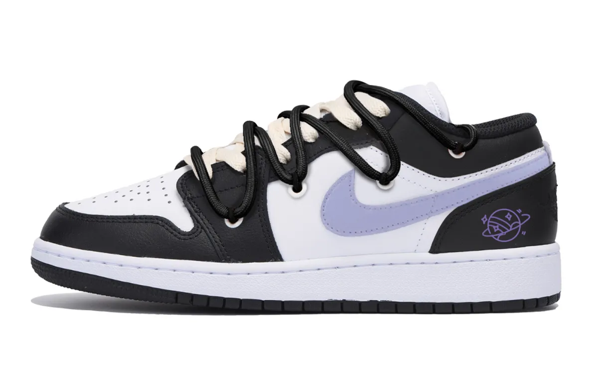 Jordan Air Jordan 1 Abrasion Resistant Slip Resistant Low top Vintage Basketball Shoes Men's Black Purple