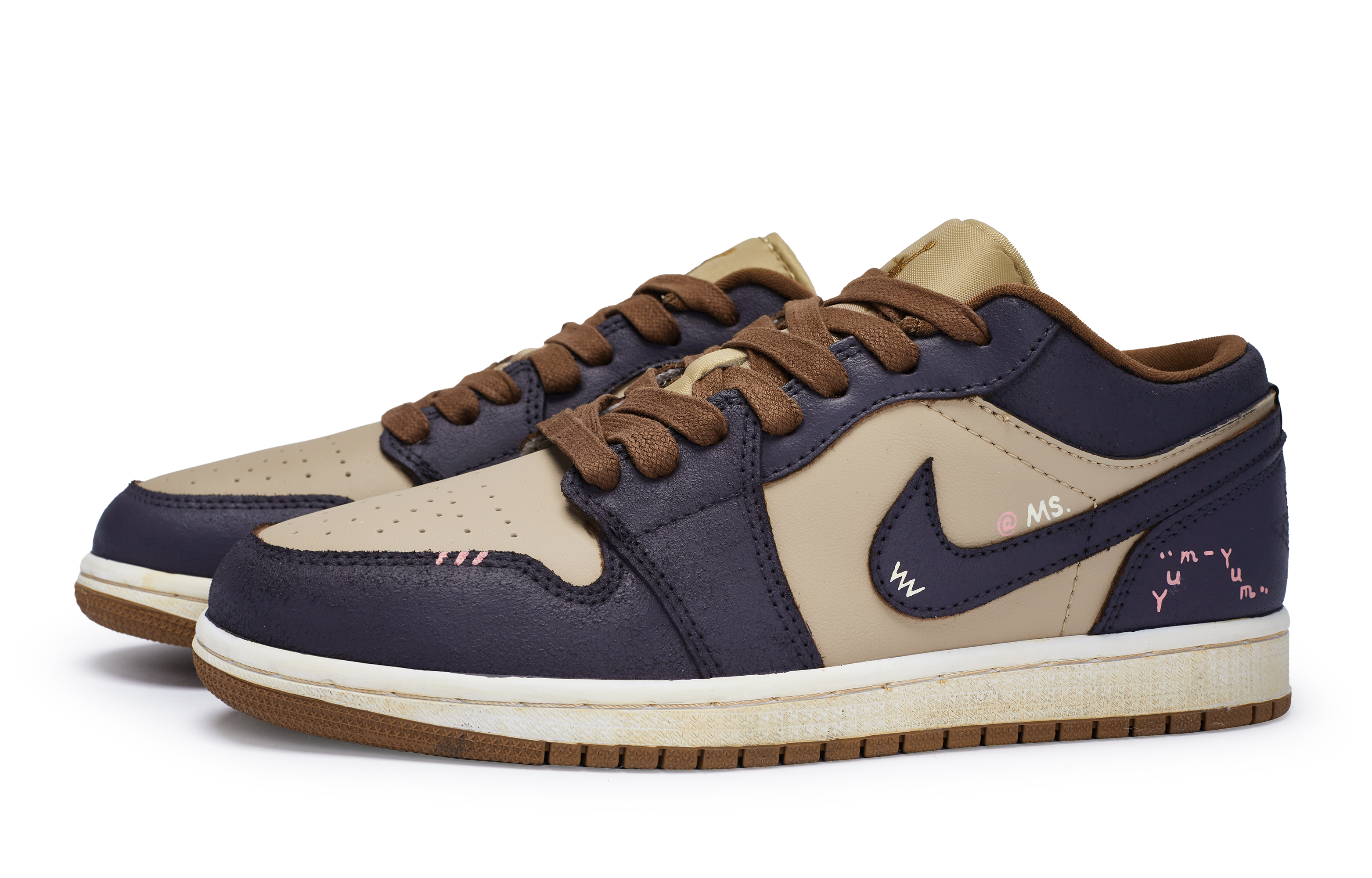 Jordan Air Jordan 1 811 Manufacturing, Purple Sweet Potato Caramel, Special Shoe Box Cushioning Slip Resistant