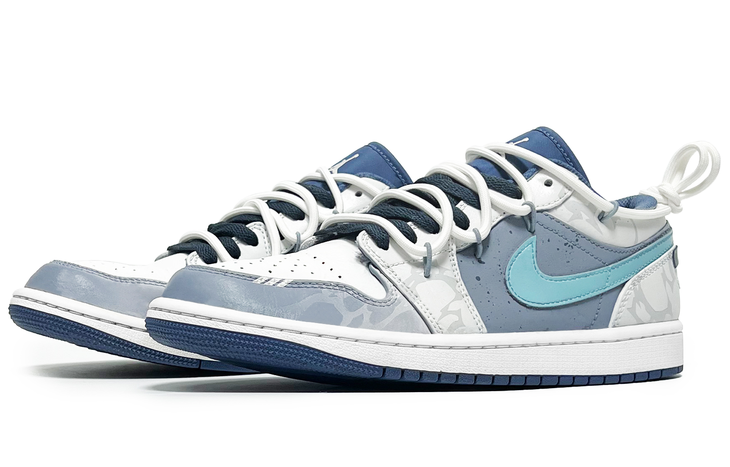 Jordan 1 Aurora Rift Abrasion Resistant Low top Vintage Basketball Shoes Men’s Light Blue