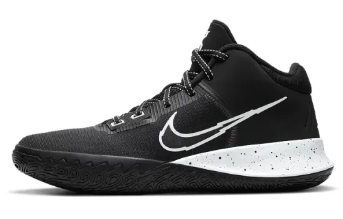 Nike Flytrap 4 round toe, shock-absorbing, non-slip and wear-resistant, mid-top practical basketball shoes, same style for men and women, black and white, foreign version