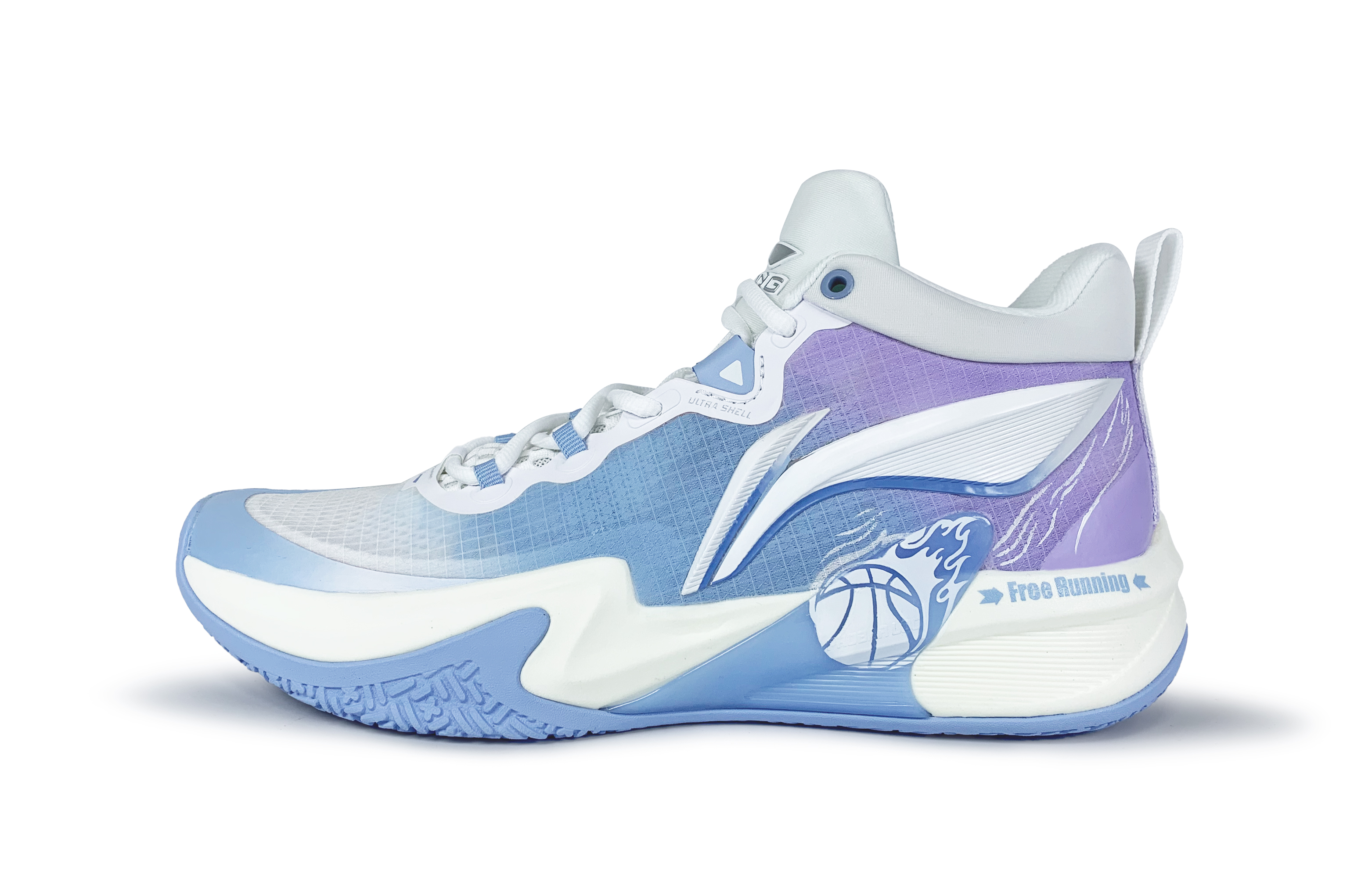 Li Ning Cushioning Abrasion Resistant Coverage Low top Basketball Shoes Men’s White Blue Purple
