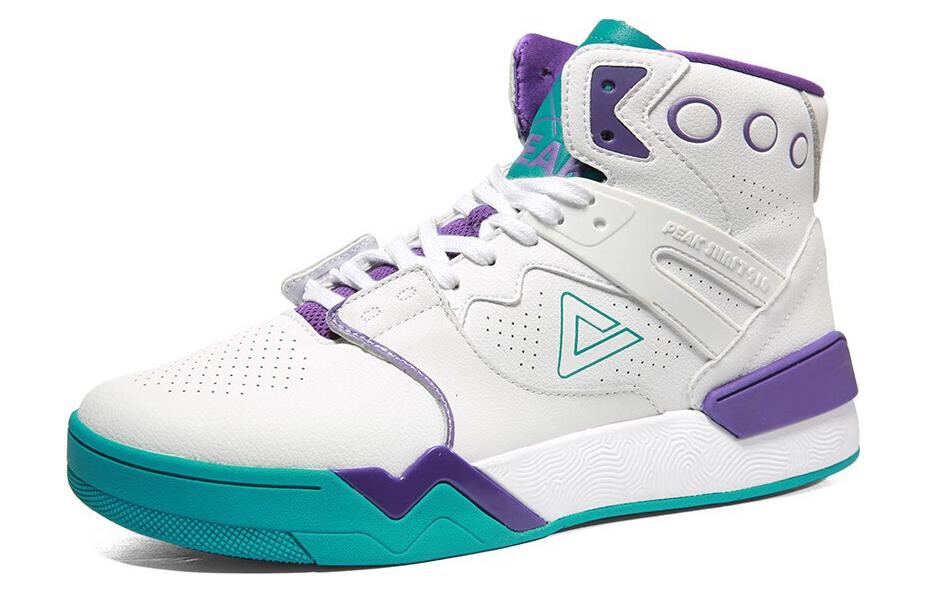 PEAK Taichi 910 Cushioning Coverage High top Vintage Basketball Shoes Men’s White Purple