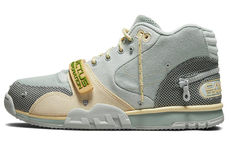 Travis Scott x CACT.US CORP x Nike Air Trainer 1 Grey Haze Removable Covering Retro Casual Anti-slip Wear-resistant Lightweight Mid-top Training Shoes Men and Women Blue