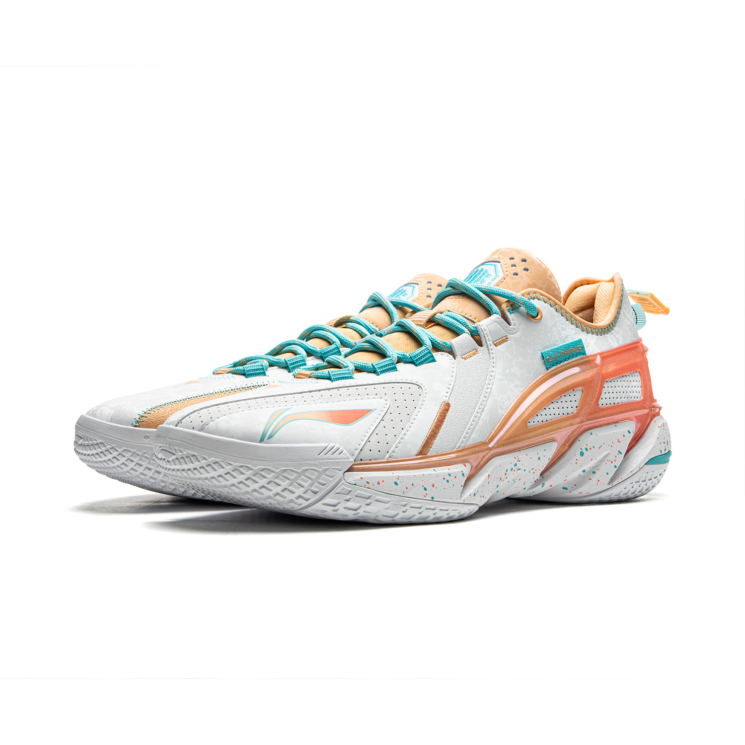 Li Ning BadFive 4.5 Cushioning Slip Resistant Abrasion Resistant Low top Basketball Shoes Men’s White Orange