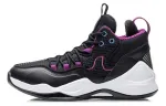 Li Ning Abrasion Resistant Breathable Mid top Basketball Shoes Men's Black Purple