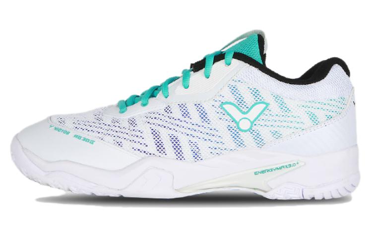 VICTOR Cushioning Slip Resistant Breathable Lightweight Low top Badminton Shoes Unisex White Blue