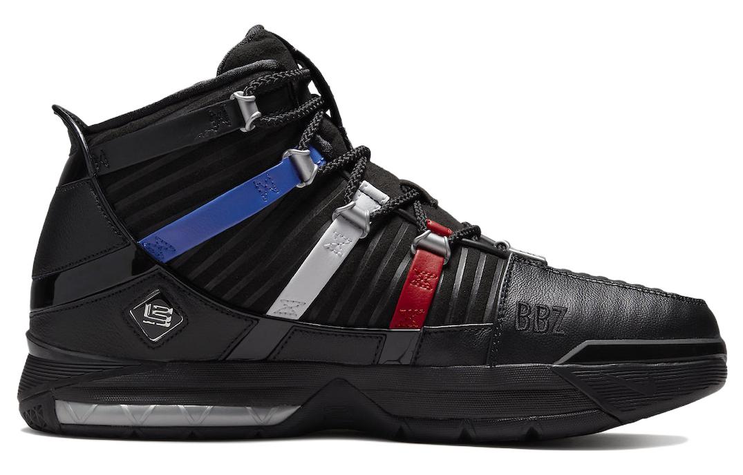 Мужские кроссовки Nike Lebron 3 (черно-красно-синие) — Чёрный / красный / синий — фото 2