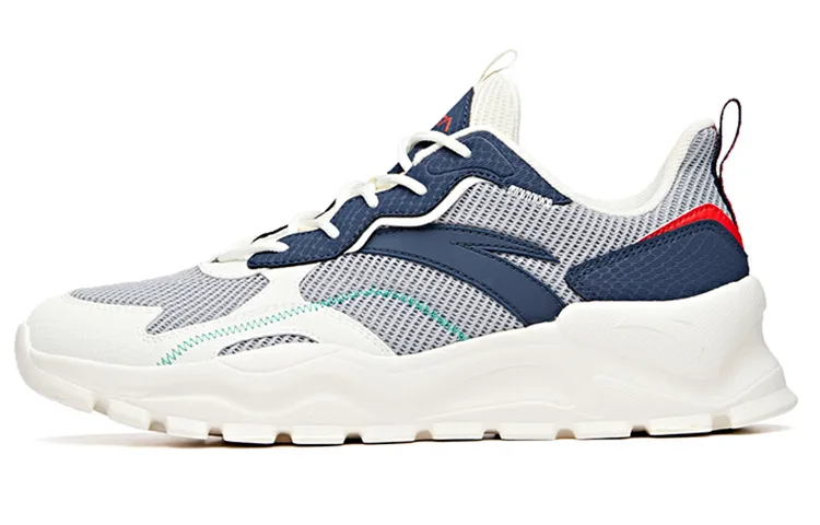 Anta Cushioning Slip Resistant Breathable Low top Training Shoes Men's White Blue Mist Gray