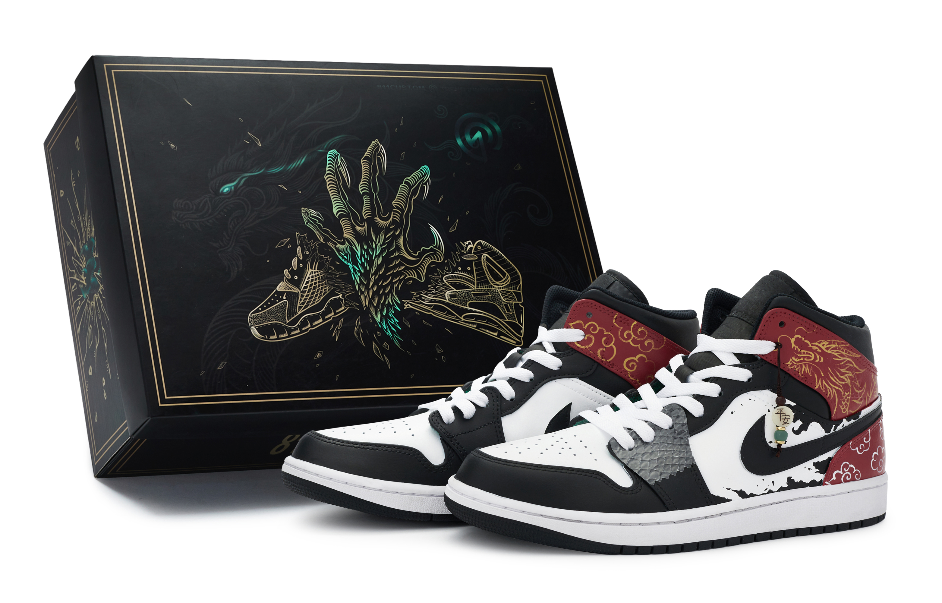 Jordan Air Jordan 1 811 Manufacturing, Cloud Dragon, Special Shoe Box Mid top Vintage Basketball Shoes Women's