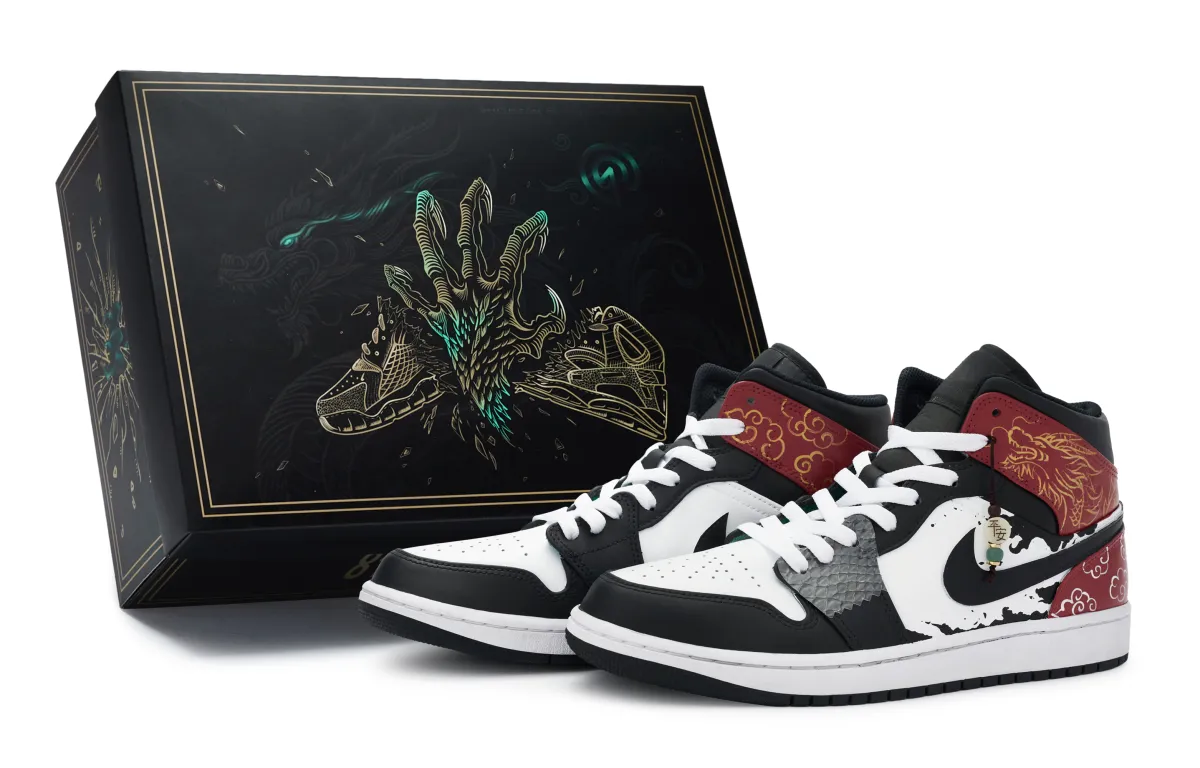 Jordan Air Jordan 1 811 Manufacturing, Cloud Dragon, Special Shoe Box Mid top Vintage Basketball Shoes Women's