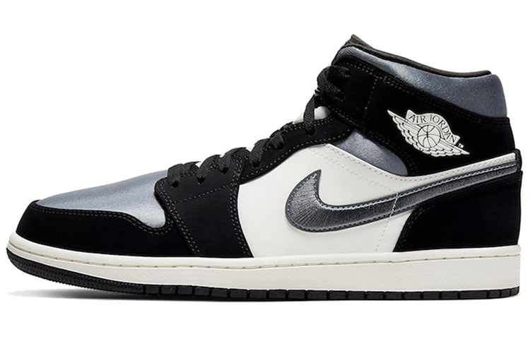 Jordan Air Jordan 1 Mid Silk Earl, Comfortable and Lightweight, Mid-top, Retro Basketball Shoes, Same Style for Men and Women, Black and White
