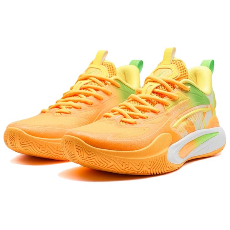 XTEP Wear resistant And Lightweight Low top Rotation Systems Basketball Shoes Men’s Orange Green White