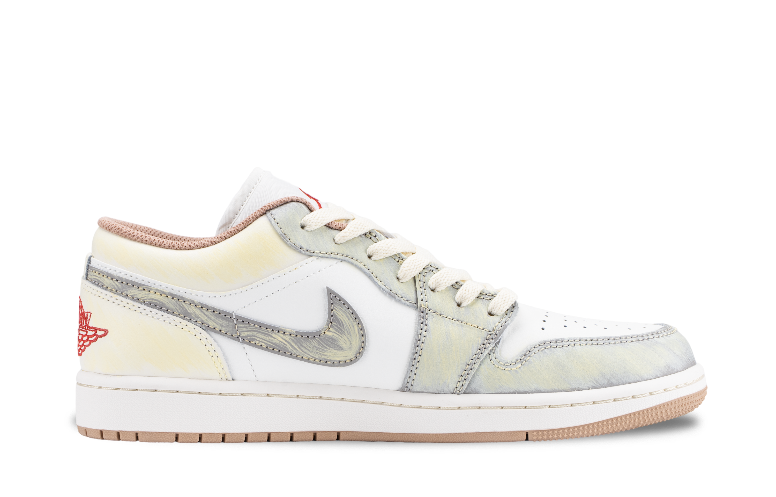 Jordan Air Jordan 1 Sun Chasing Song Abrasion Resistant Low top Vintage Basketball Shoes Unisex Beige Gold
