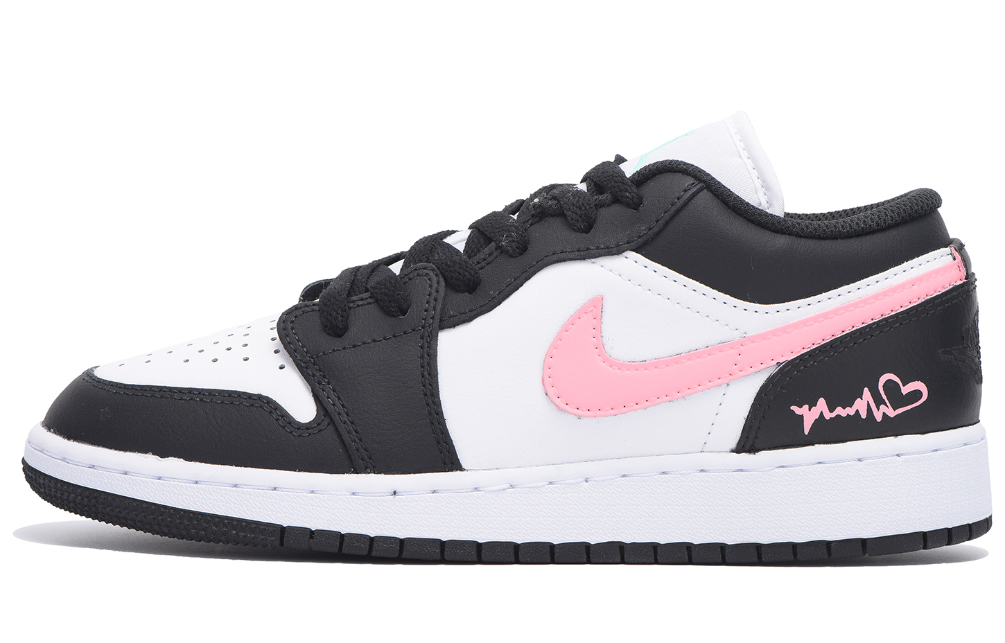 Jordan Air Jordan 1 Chestnut Synthetic Leather Slip Resistant Coverage Low top Vintage Basketball Shoes GS Black Pink