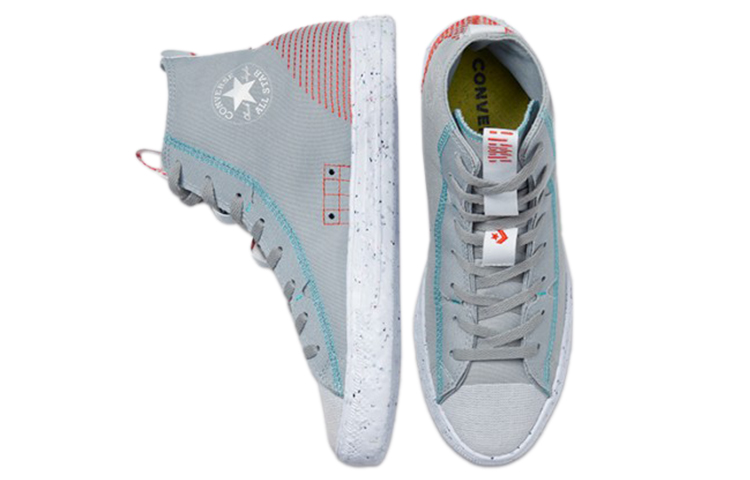 Кеды Converse Chuck Taylor All Star Hi Crater (серо-бело-красные) — Серый / белый / красный — фото 4