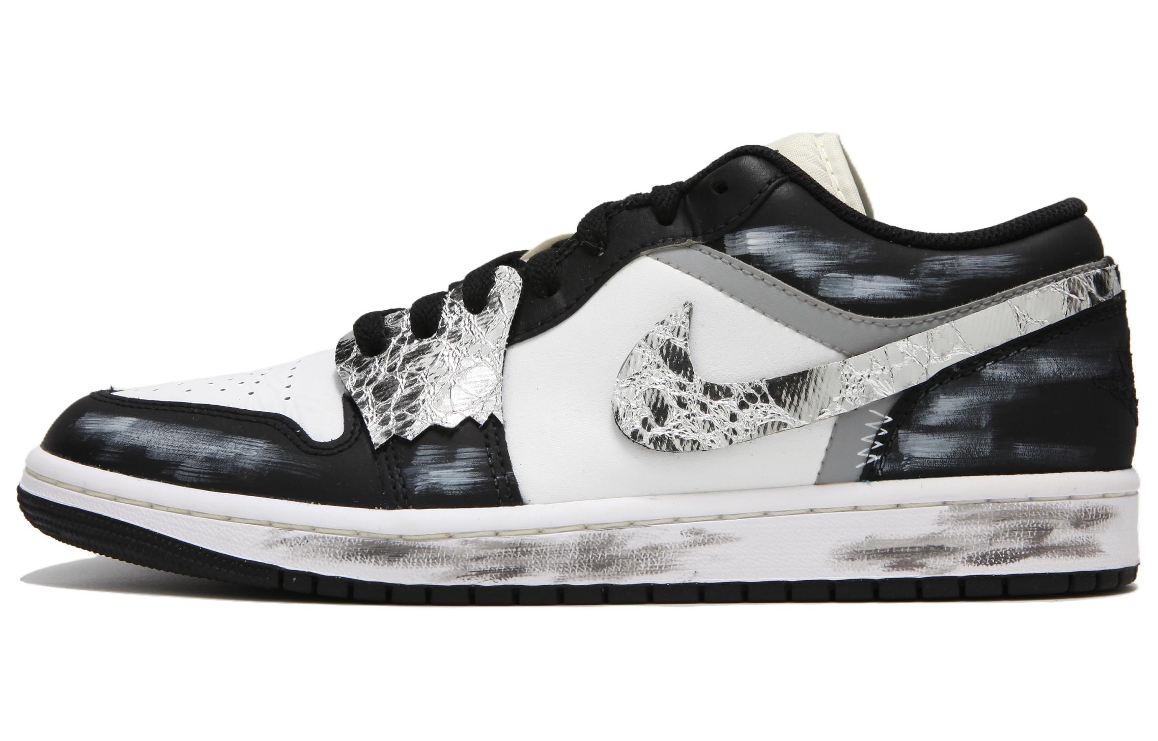 Jordan Air Jordan 1 Slip Resistant Abrasion Resistant Low top Vintage Basketball Shoes Women’s Black