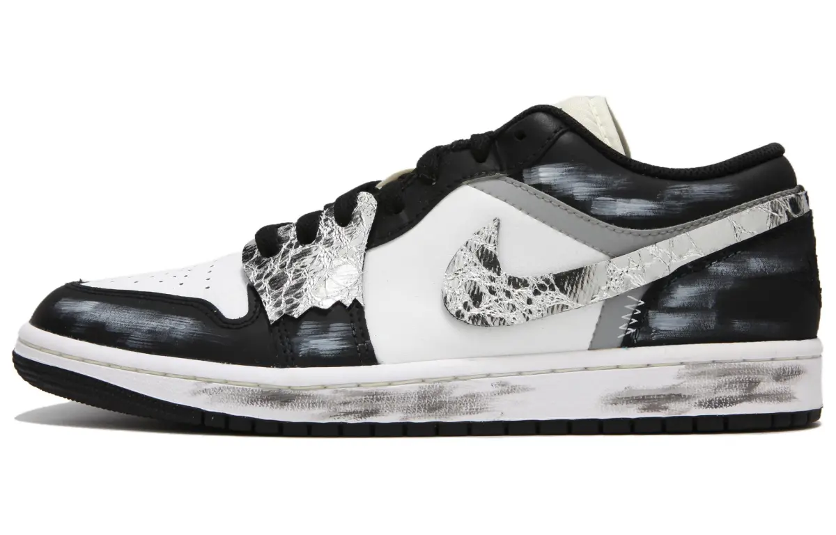 Jordan Air Jordan 1 Slip Resistant Abrasion Resistant Low top Vintage Basketball Shoes Women's Black