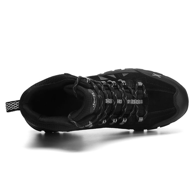 Jeep Cow Leather, Textile Mid top Outdoor Shoes Men’s Black