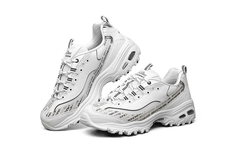 Женские кроссовки Skechers D'Lites 1.0 (белый с черным) — Белый / чёрный — фото 3