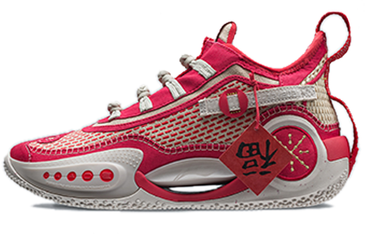 LiNing WOW 9 wear-resistant anti-slip mid-top practical basketball shoes men's model won the red