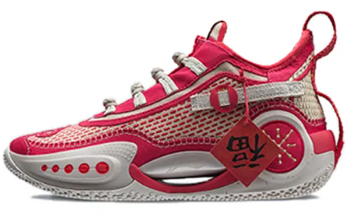 LiNing WOW 9 wear-resistant anti-slip mid-top practical basketball shoes men's model won the red