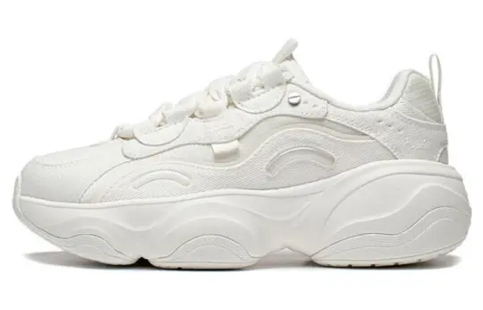 Li Ning Honey Cushioning Slip Resistant Abrasion Resistant Support Low top Chunky Sneakers Women's Ivory