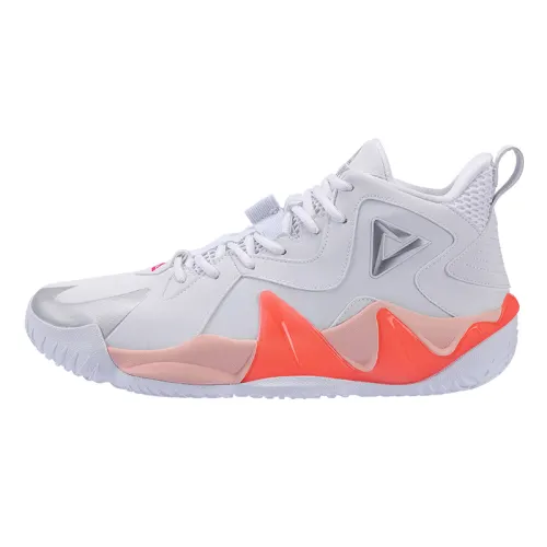 PEAK Beast Plus Basketball Shoes Men's Mid Top White Orange