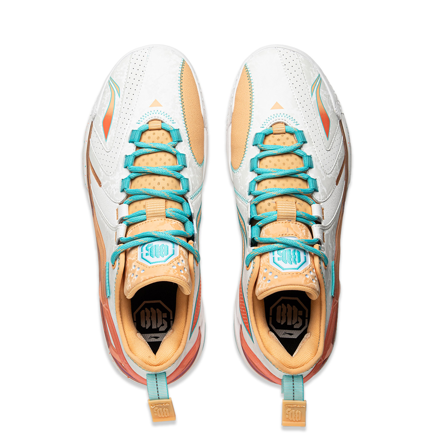 Li Ning BadFive 4.5 Cushioning Slip Resistant Abrasion Resistant Low top Basketball Shoes Men’s White Orange