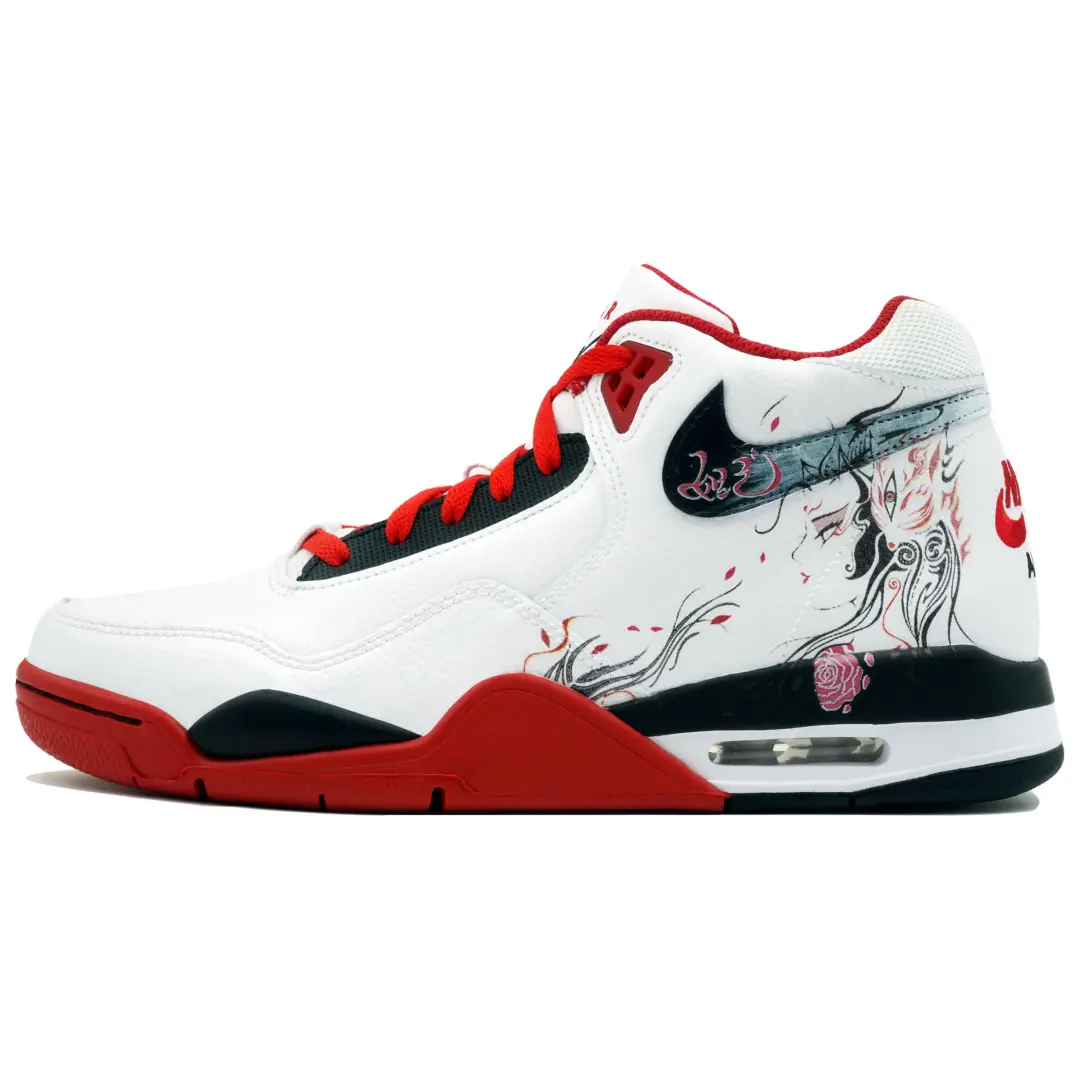Nike Flight Legacy Daji, The Enchantress Of A Thousand Flowers High top Vintage Basketball Shoes Unisex Red Black White