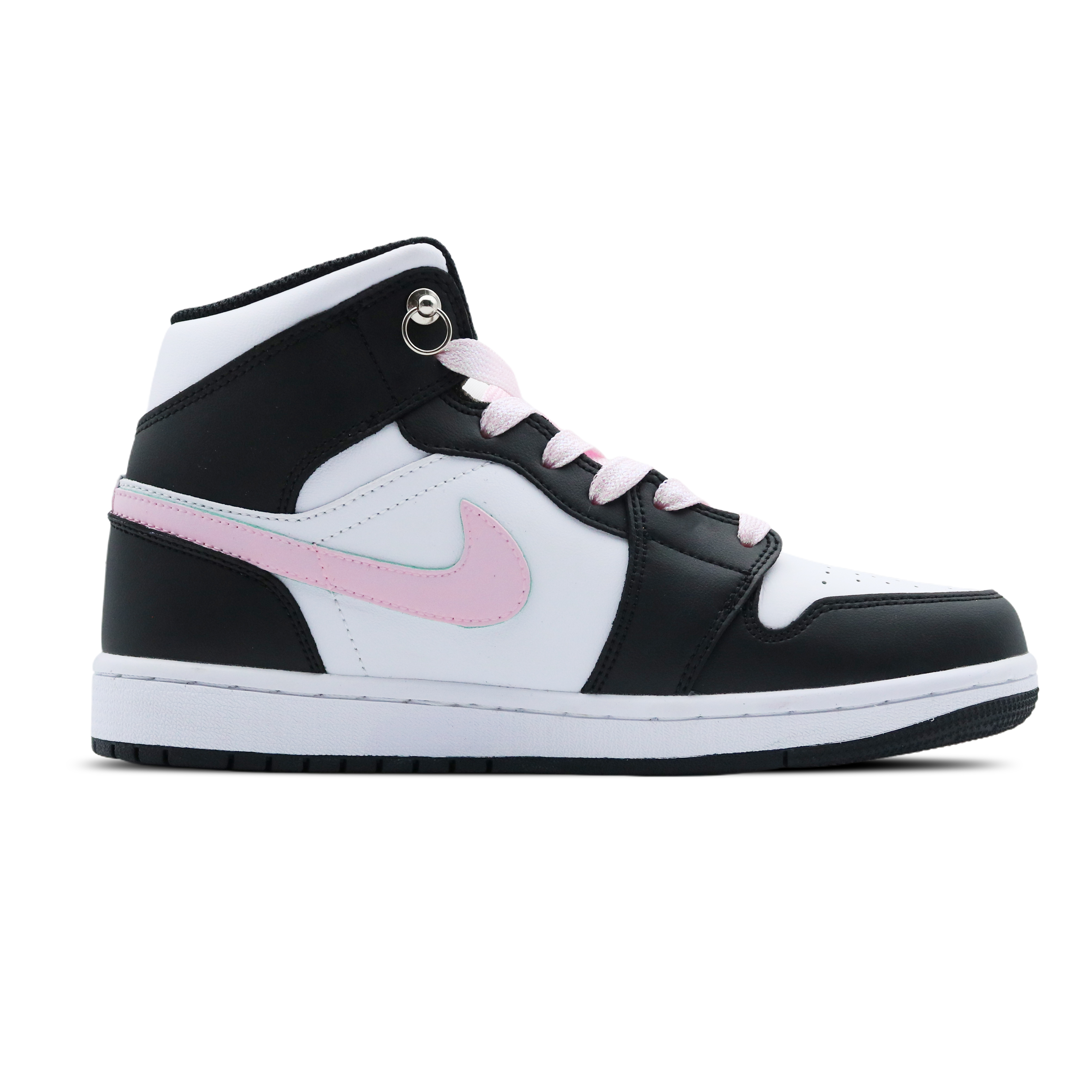 Jordan Air Jordan 1 Leather Cushioning, Wear Resistant High top Vintage Basketball Shoes Women’s Black Pink White
