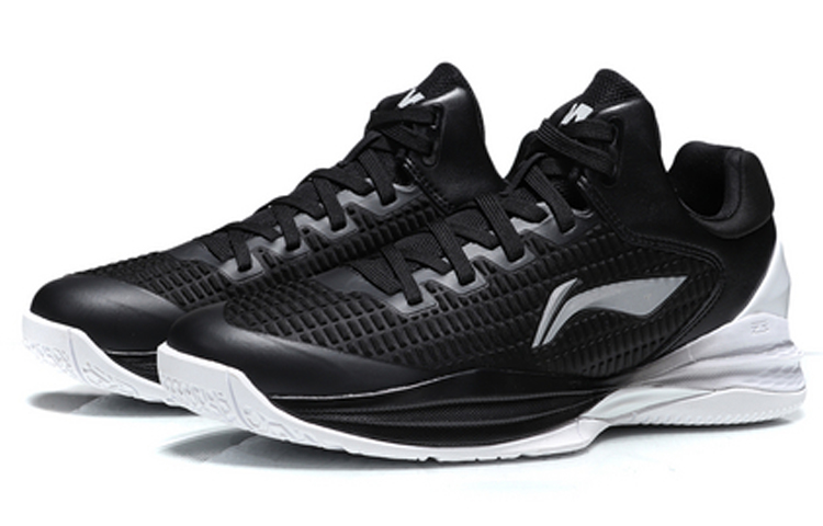 Li Ning Night Stalker Professional Competition Shoes Non slip Lightweight Low top Basketball Shoes Men’s Black White