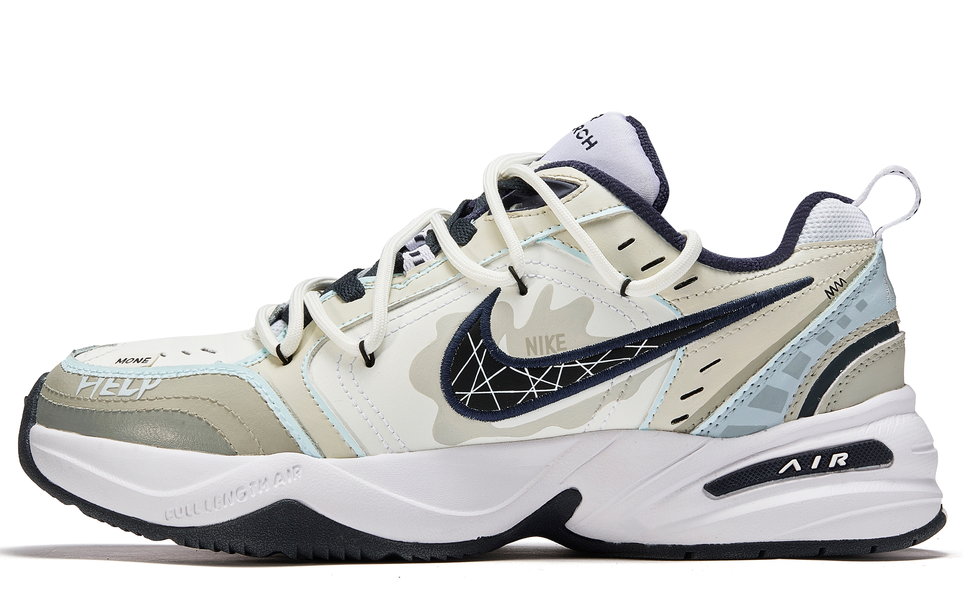 Nike Air Monarch 4 White Navy Milk Wander Cushioning Slip Resistant Low top Chunky Sneakers Unisex Blue White