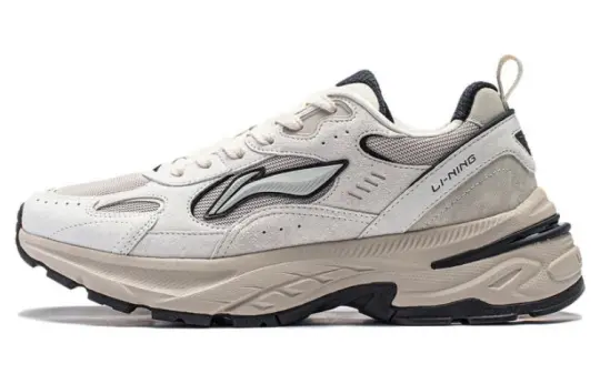 Li Ning Beicheng Cushioning Slip Resistant Abrasion Resistant Support Low top Chunky Sneakers Men's White Gray