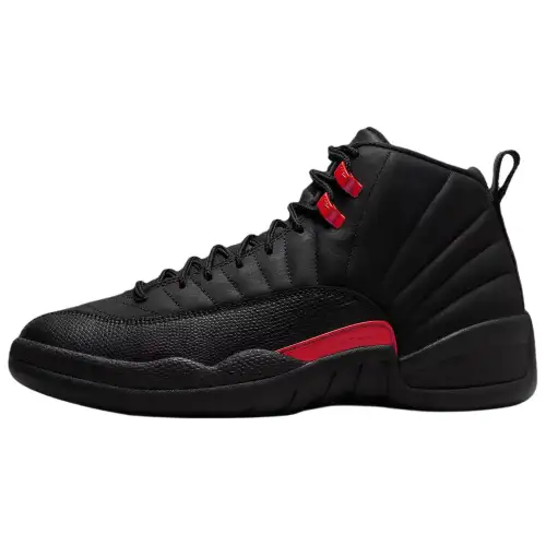 Jordan Air Jordan 12 Retro Bloodline Leather, Textile Cushioning High top Vintage Basketball Shoes Unisex Black Red