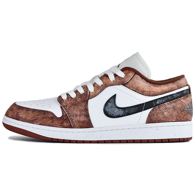 Jordan Air Jordan 1 Low top Vintage Basketball Shoes Unisex Brown Red