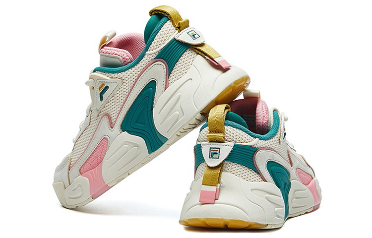 FILA Swarm Swirl Swarm Fabric Low top Vintage Basketball Shoes Women’s Beige Pink
