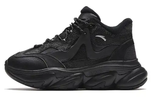 Anta Fabric Cushioning, Wear Resistant Mid top Chunky Sneakers Women's Black