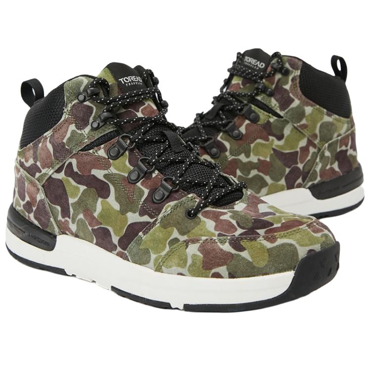 TOREAD Pigskin, Textile Slip Resistant Abrasion Resistant Mid top Hiking Shoes Women’s Camouflage
