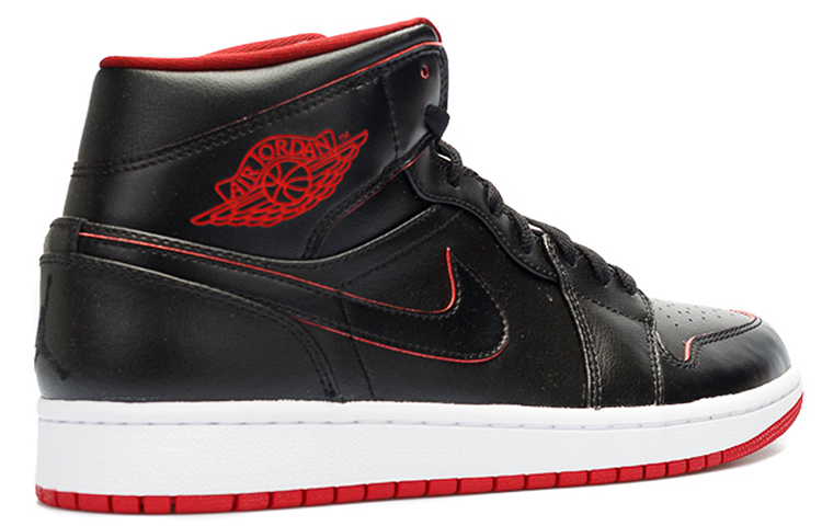Мужские кроссовки Jordan Air Jordan 1 Retro Mid (черно-бело-красные) — фото 4