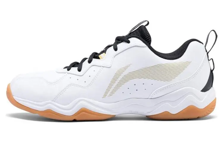 Li Ning CS6 Synthetic Leather Slip Resistant Abrasion Resistant Breathable Low top Badminton Shoes Unisex White