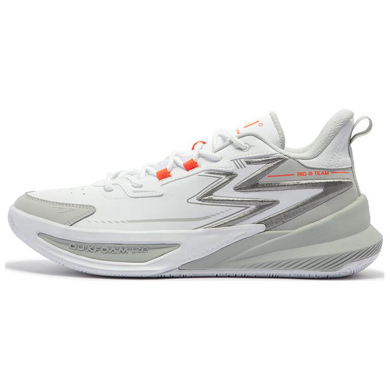 361° Big3 Team Cushioning Slip Resistant Abrasion Resistant Low top Basketball Shoes Men’s White Gray